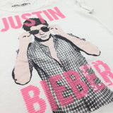 'Justin Bieber' Sequins Pink & White T-Shirt - Girls 9-10 Years