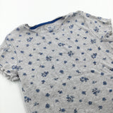 Flowery Mottled Grey T-Shirt - Girls 9-10 Years