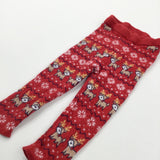 Rudolph Reindeer Sparkly Red Knitted Christmas Leggings - Boys/Girls 12-18 Months