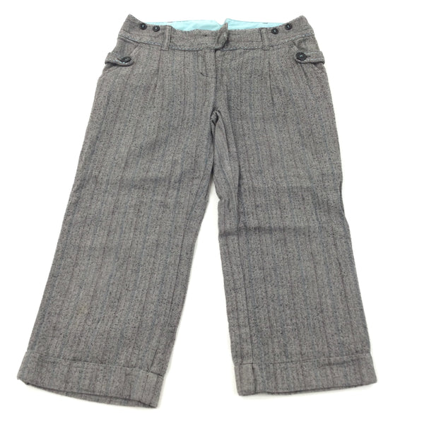 Herringbone Look Grey Cropped Trousers - Boys 12 Years