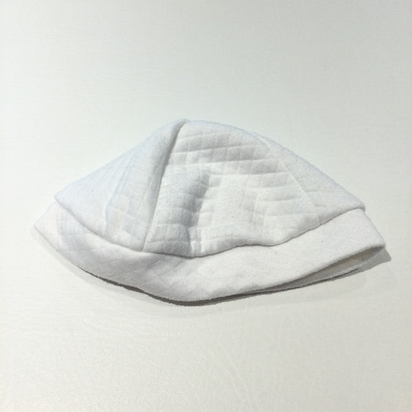 Quilted Effect White Jersey Hat - Boys/Girls Newborn