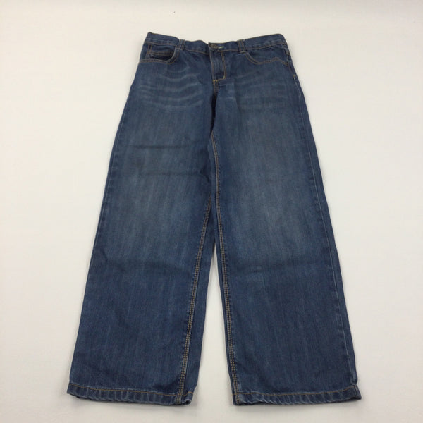 Mid Blue Wide Leg Denim Jeans with Adjustable Waistband  - Boys 11-12 Years
