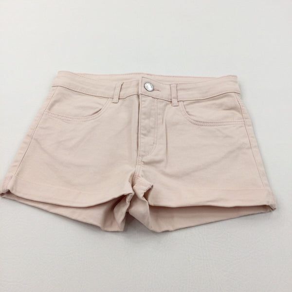 Pale Peach Cotton Twill Shorts - Girls 10-11 Years