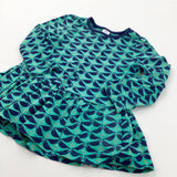Birds Navy & Turquoise Jersey Tunic Top - Girls 18-24 Months