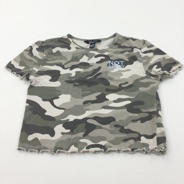 'Not Sorry' Camouflage Cropped T-Shirt - Girls 10-11 Years