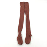 Burnt Orange Ribbed Tights - Girls 11-12 Years