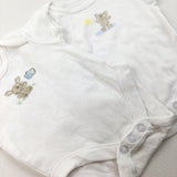 2 Pack Bunny & Teddy Short Sleeve Bodysuit - Boys/Girls Early Baby