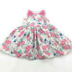 Flowers Pink Cotton Party Dress - Girls 12-18 Months