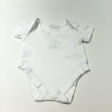 'Hello Little One' Teddy Bear White Short Sleeve Bodysuit - Boys/Girls Tiny Baby