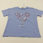 **NEW** ''Always Believe In Yourself' Flowers Heart Sparkly Blue T-Shirt - Girls 11-12 Years