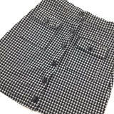 Black & White Button Front Skirt - Girls 11-12 Years