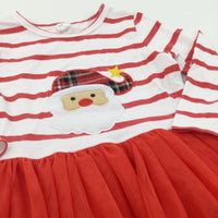 Father Christmas Red & White Striped Jersey & Net Dress - Girls 18-24 Months