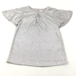 Silver Party Short Sleeve Top - Girls 12 Years