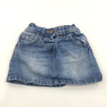 Mid Blue Denim Skirt with Adjustable Waistband - Girls 12-18 Months