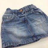 Mid Blue Denim Skirt with Adjustable Waistband - Girls 12-18 Months