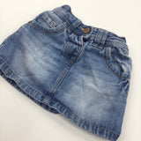 Mid Blue Denim Skirt with Adjustable Waistband - Girls 12-18 Months