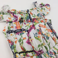 'River Island' Flowers & Zig Zags Colourful Cream Playsuit - Girls 11-12 Years