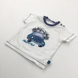 'Havana Style' VW Beetle Appliqued White & Navy T-Shirt - Boys 0-3 Months