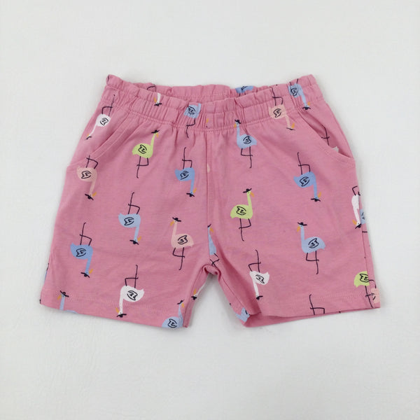 Colourful Flamingos Pink Shorts - Girls 18-24 Months