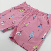 Colourful Flamingos Pink Shorts - Girls 18-24 Months