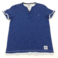 Blue & White Stripe T-Shirt - Boys 12-13 Years