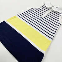 Navy & Yellow Striped Dress - Girls 18-24 Months