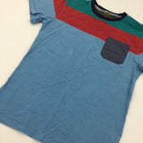 Blue, Red & Green Colourblock T-Shirt - Boys 13-14 Years