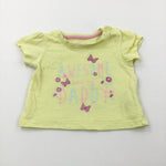 'Awesome Like Daddy' Glittery Butterflies Yellow T-Shirt - Girls 0-3 Months
