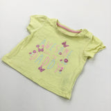 'Awesome Like Daddy' Glittery Butterflies Yellow T-Shirt - Girls 0-3 Months