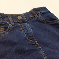 Dark Blue Denim Skirt with Adjustable Waistband - Girls 4-5 Years