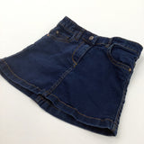 Dark Blue Denim Skirt with Adjustable Waistband - Girls 4-5 Years