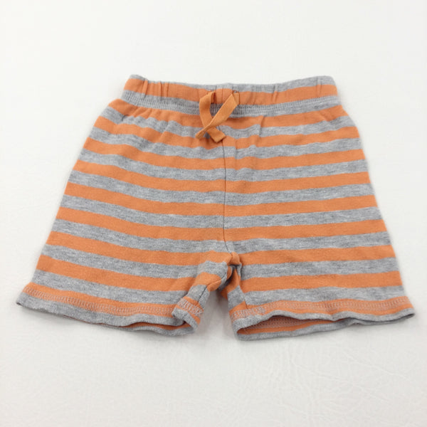 Orange & Grey Striped Lightweight Jersey Shorts - Boys 9-12 Months