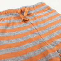 Orange & Grey Striped Lightweight Jersey Shorts - Boys 9-12 Months