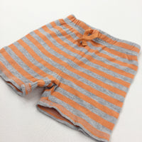 Orange & Grey Striped Lightweight Jersey Shorts - Boys 9-12 Months