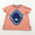 Shark & Fish Appliqued Orange & Blue T-Shirt - Boys 9-12 Months