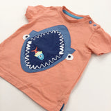 Shark & Fish Appliqued Orange & Blue T-Shirt - Boys 9-12 Months