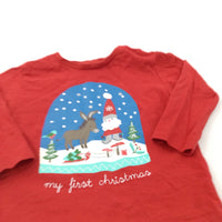 'My First Christmas' Snow Globe Red Long Sleeve Top - Boys/Girls 9-12 Months