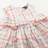 Orange, Blue & White Cotton Sun Dress - Girls 9-12 Months