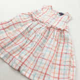 Orange, Blue & White Cotton Sun Dress - Girls 9-12 Months