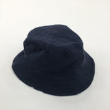 Reversible Blue, White & Navy Cotton Sun Hat - Boys 3-6 Months