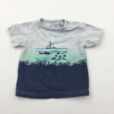 'Watch Out Shark Attack' Grey & Navy T-Shirt - Boys 3 Months