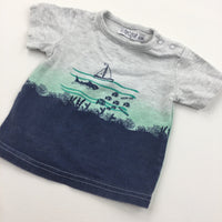 'Watch Out Shark Attack' Grey & Navy T-Shirt - Boys 3 Months