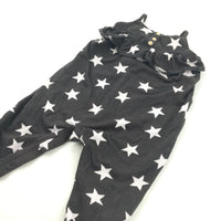 Stars Black & White Lightweight Jersey Jumpsuit - Girls 9-12 Months