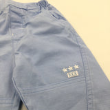 Stars Embroidered Blue Lightweight Cotton Trousers - Boys 3-6 Months