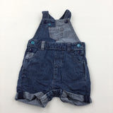 Blue Patchwork Denim Effect Cotton Short Dungarees - Boys 0-3 Months