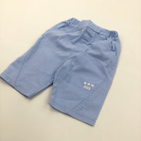 Stars Embroidered Blue Lightweight Cotton Trousers - Boys 3-6 Months