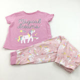 'Magical Dreams' Unicorn Glittery Pink Pyjamas - Girls 4-5 Years