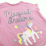 'Magical Dreams' Unicorn Glittery Pink Pyjamas - Girls 4-5 Years