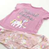 'Magical Dreams' Unicorn Glittery Pink Pyjamas - Girls 4-5 Years
