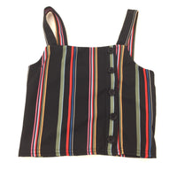 Colourful Stripes Black Cropped Top - Girls 12-13 Years